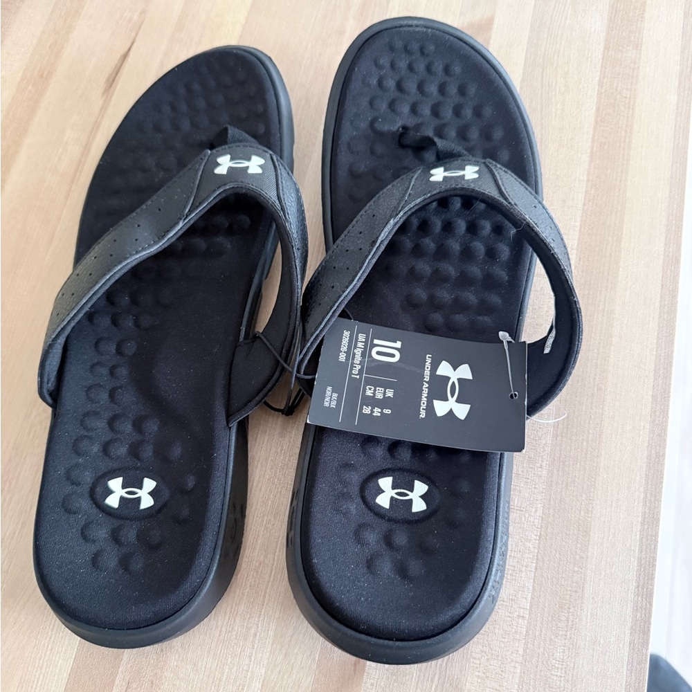 Under Armour Men's Black Flip Flop Sandals Size 10 NWT